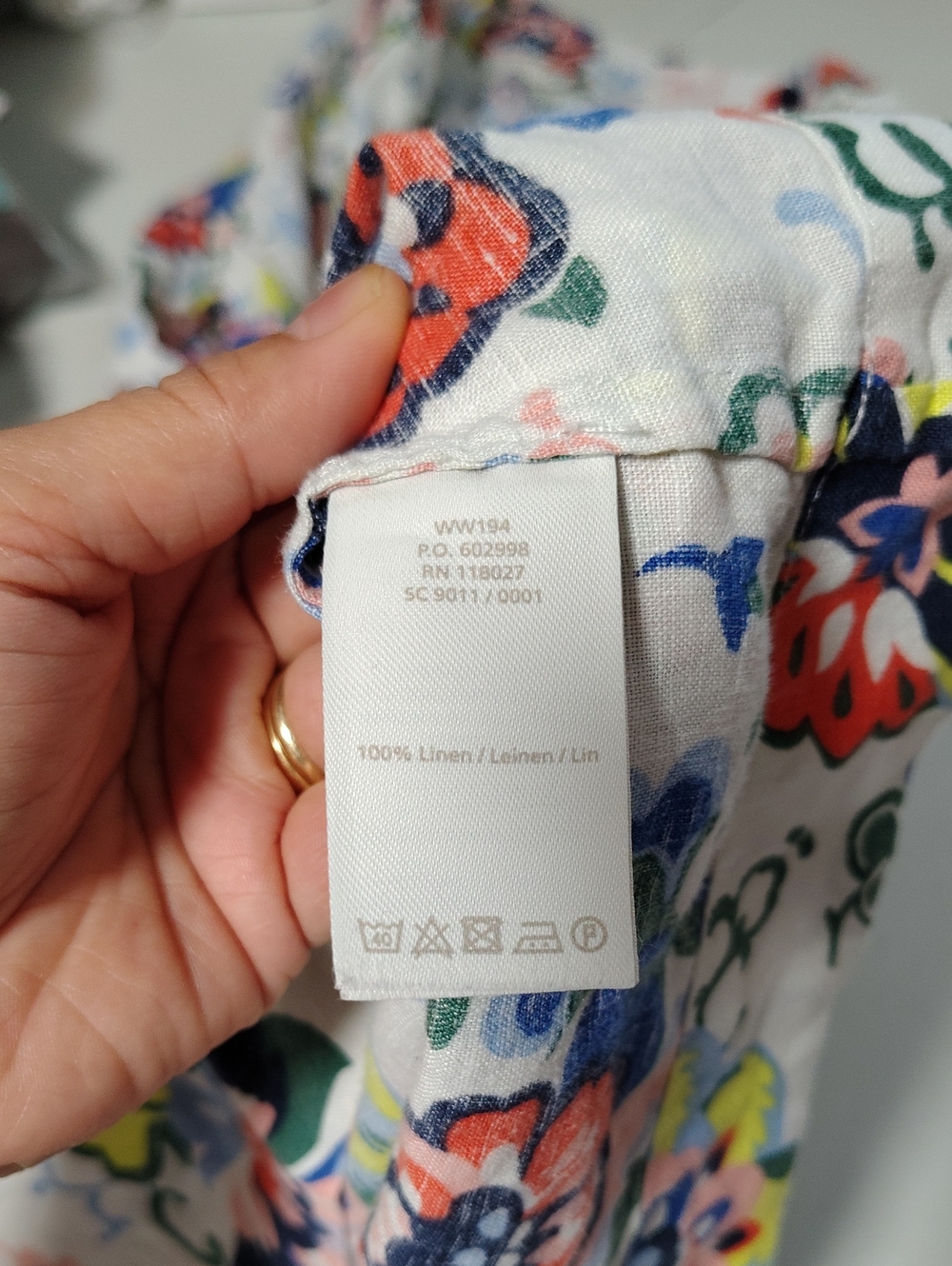 Boden 100% Linen 3/4 Sleeves V Neck Floral Mini Dress Size 10L Beachy Bohemian - Picture 11 of 16
